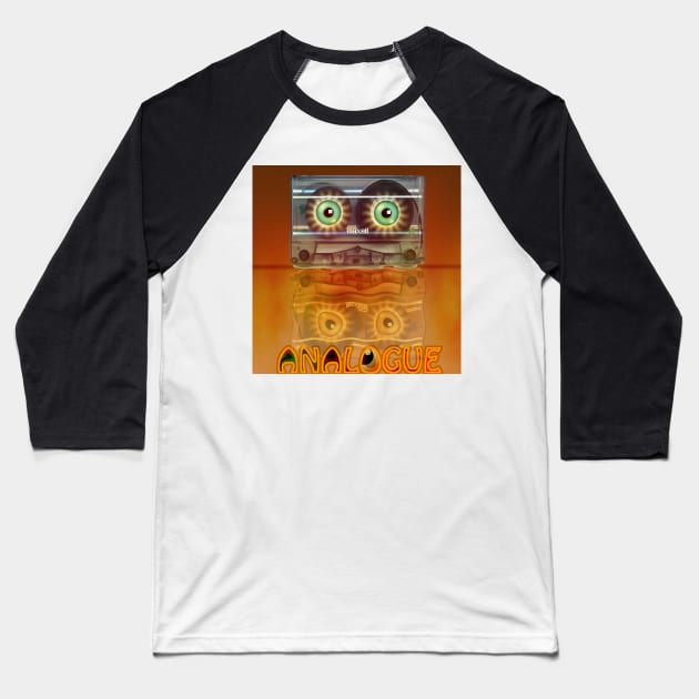 Cassette Tape Analogue Cartoon 3 Baseball T-Shirt by grantwilson